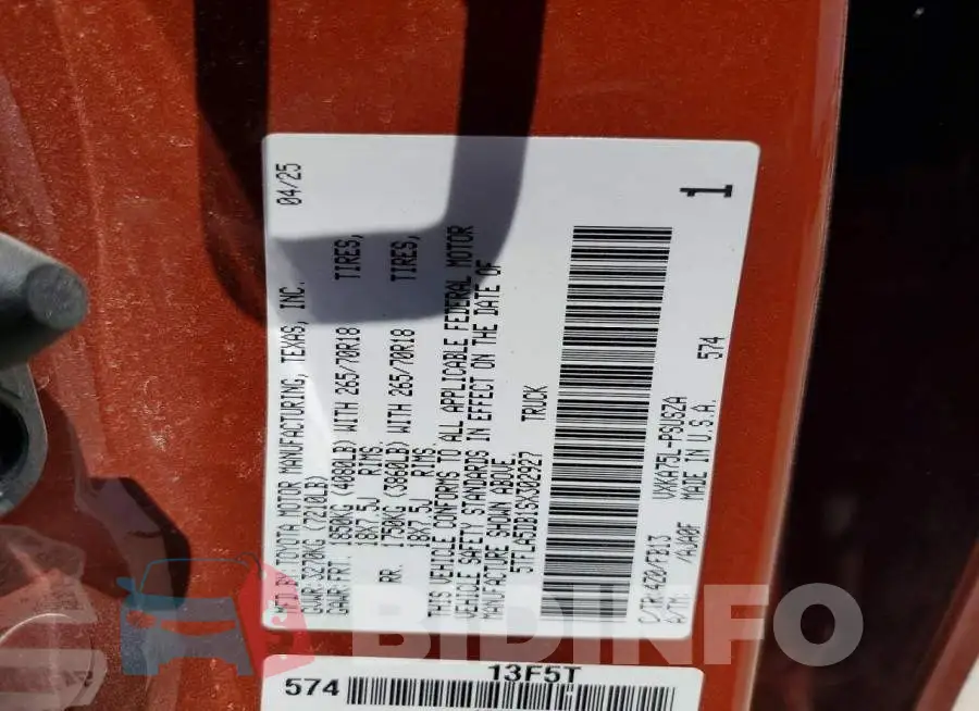 5TFLA5DB1SX302927 Photo# 12