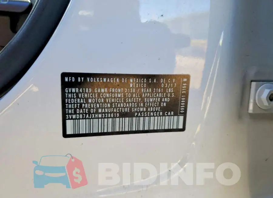 3VWDB7AJXHM338619 Photo# 12