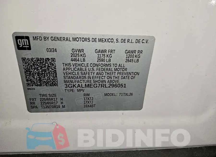 3GKALMEG7RL296051 Photo# 13