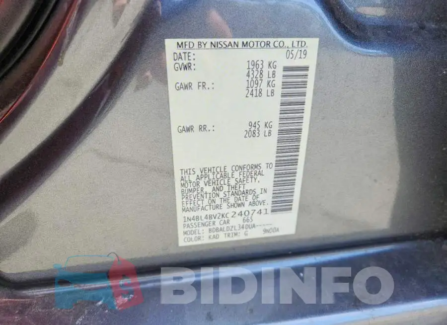 1N4BL4BV2KC240741 Photo# 13