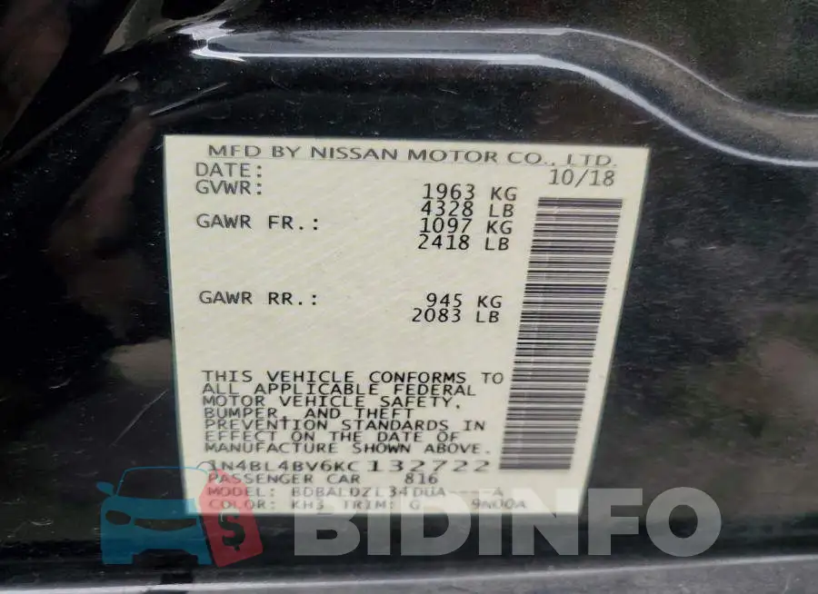 1N4BL4BV6KC132722 Photo# 13