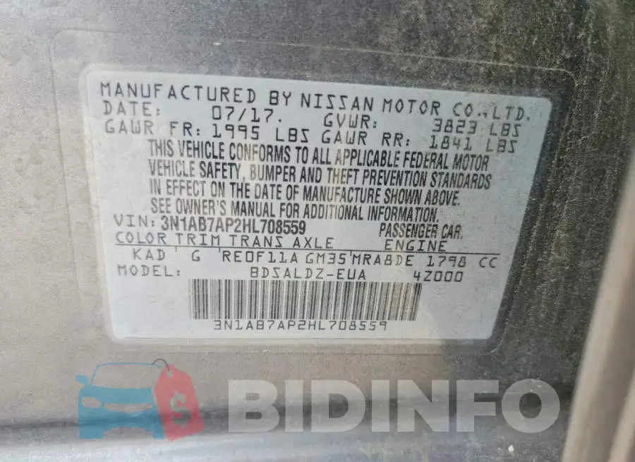 3N1AB7AP2HL708559 Photo# 12