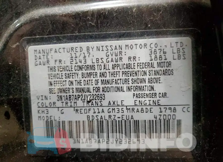 3N1AB7AP2JY232693 Photo# 12