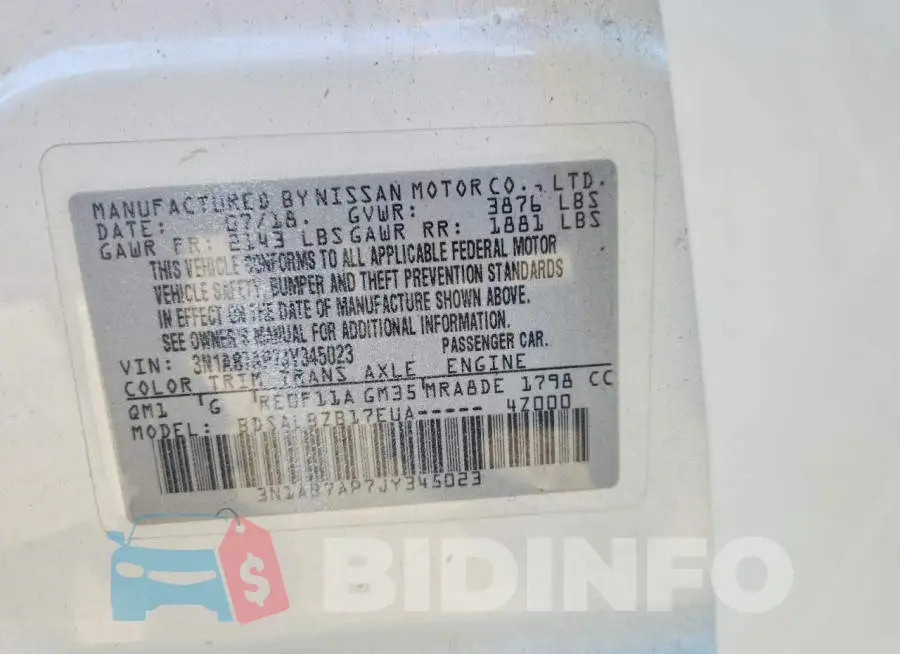 3N1AB7AP7JY345023 Photo# 12