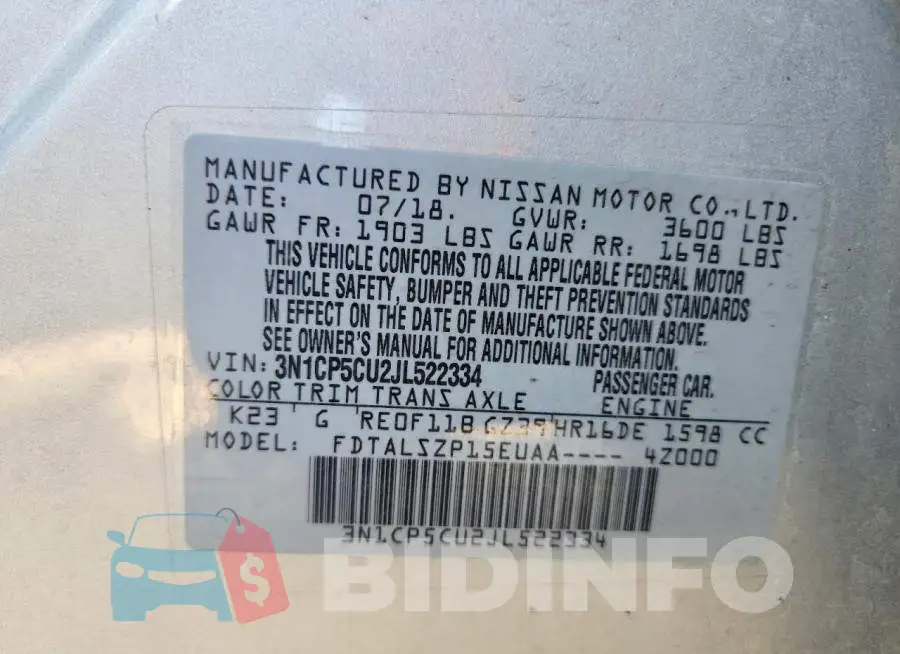 3N1CP5CU2JL522334 Photo# 13