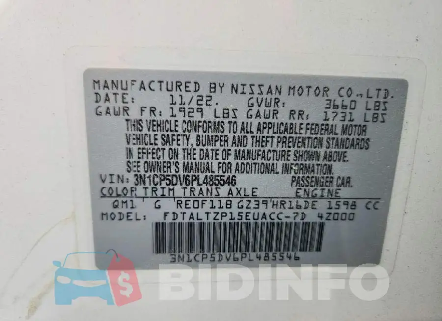 3N1CP5DV6PL485546 Photo# 14
