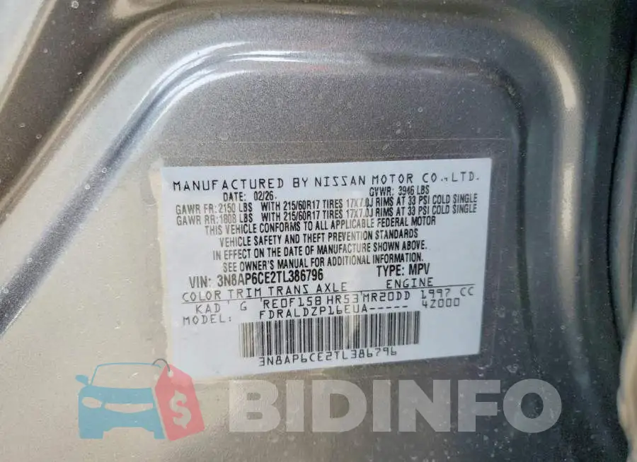 3N8AP6CE2TL386796 Photo# 12