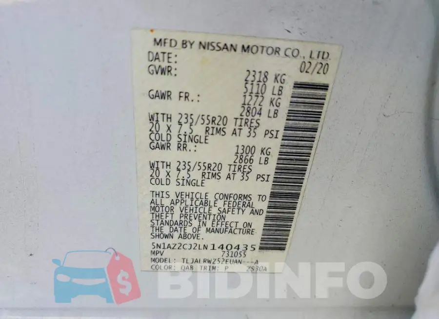 5N1AZ2CJ2LN140435 Photo# 13