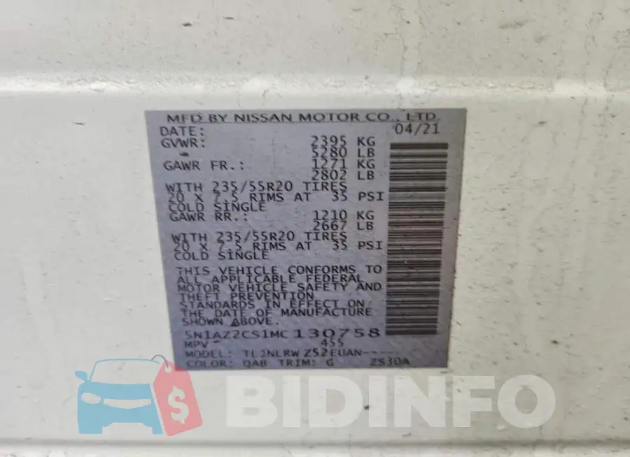 5N1AZ2CS1MC130758 Photo# 14
