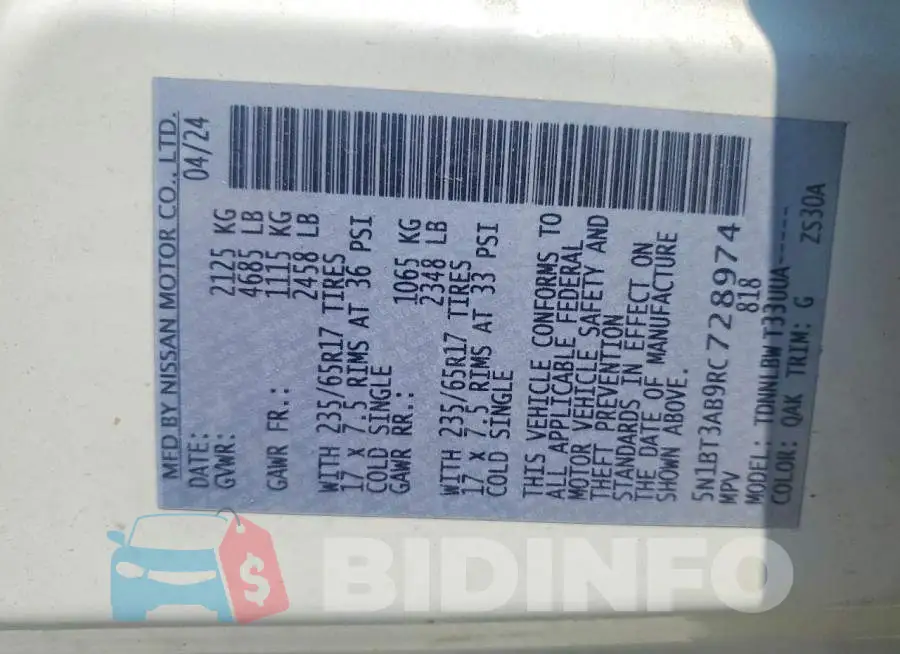 5N1BT3AB9RC728974 Photo# 13