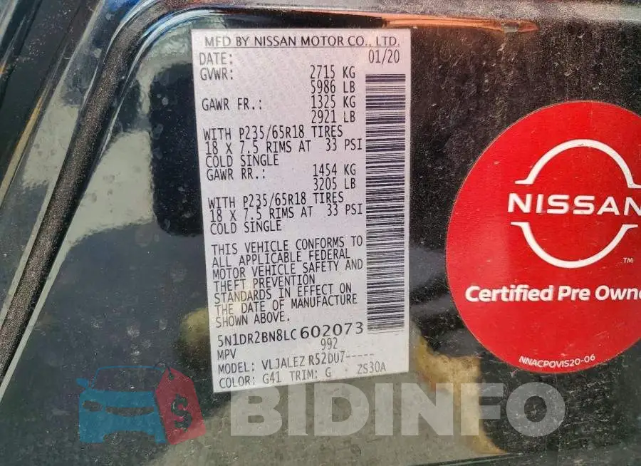 5N1DR2BN8LC602073 Photo# 13