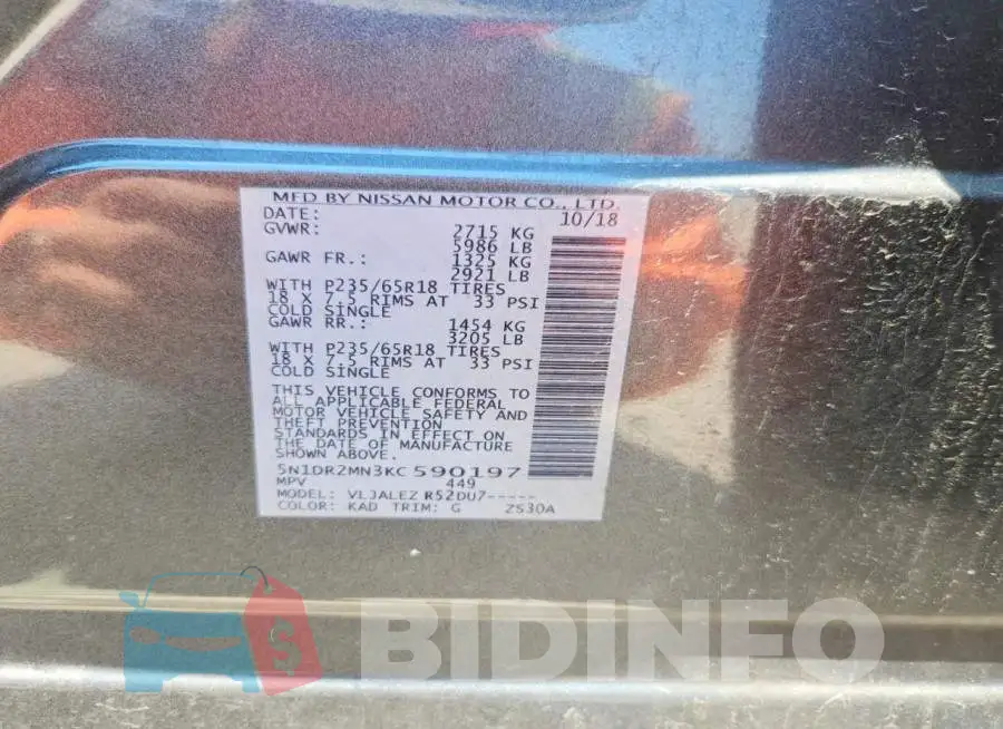 5N1DR2MN3KC590197 Photo# 13