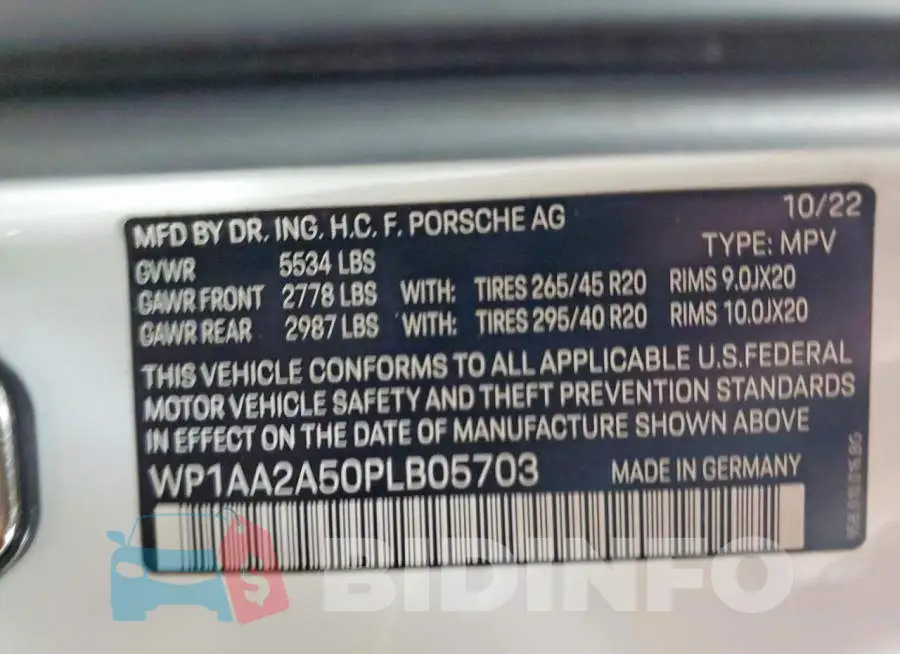 WP1AA2A50PLB05703 Photo# 12