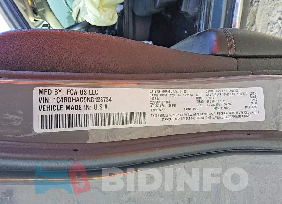 1C4RDHAG9NC128734 Photo# 13