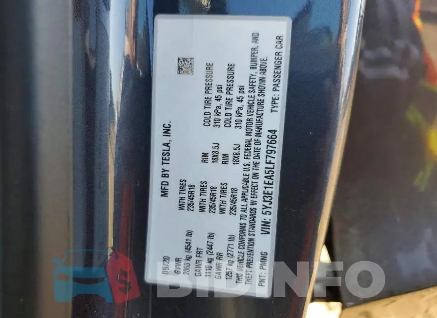 5YJ3E1EA5LF797664 Photo# 12