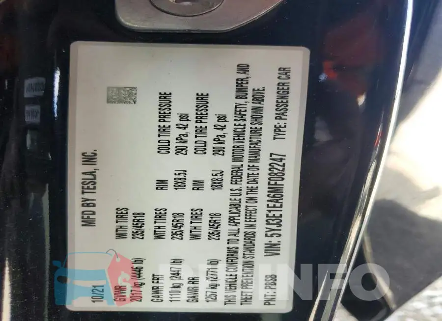 5YJ3E1EA6MF082247 Photo# 12
