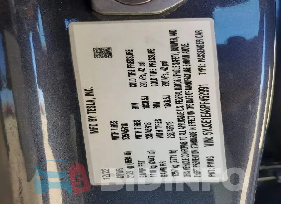 5YJ3E1EA8PF452991 Photo# 12