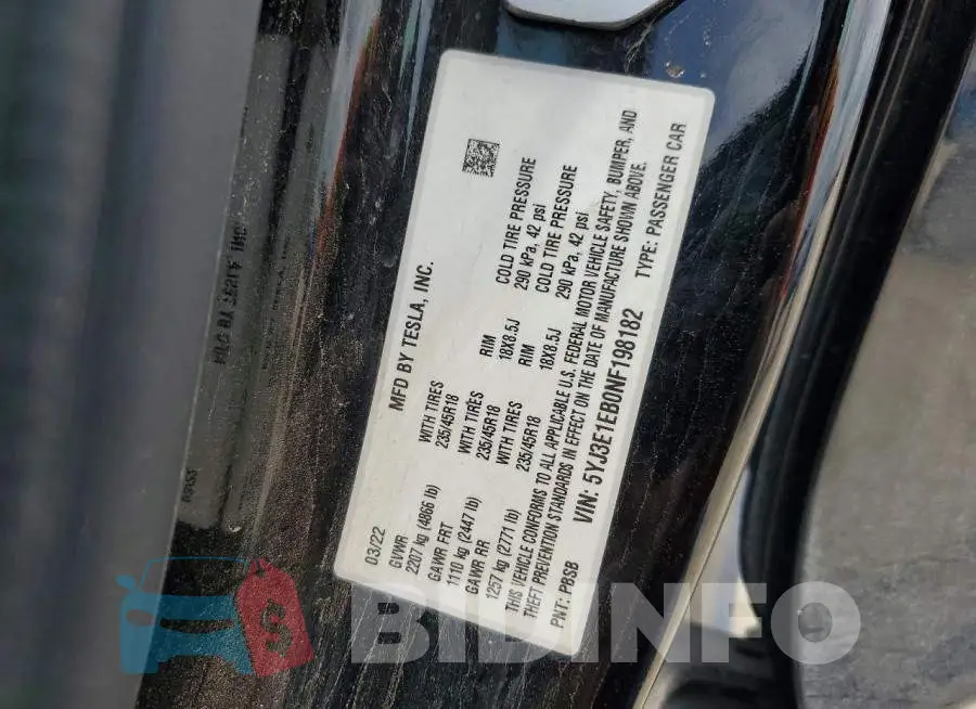 5YJ3E1EB0NF198182 Photo# 12