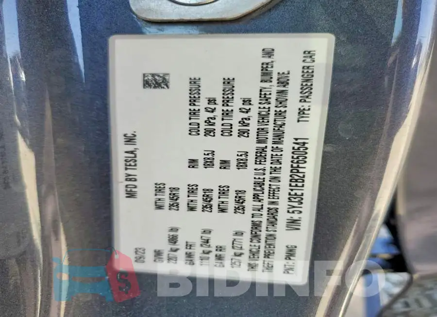 5YJ3E1EB2PF650541 Photo# 13