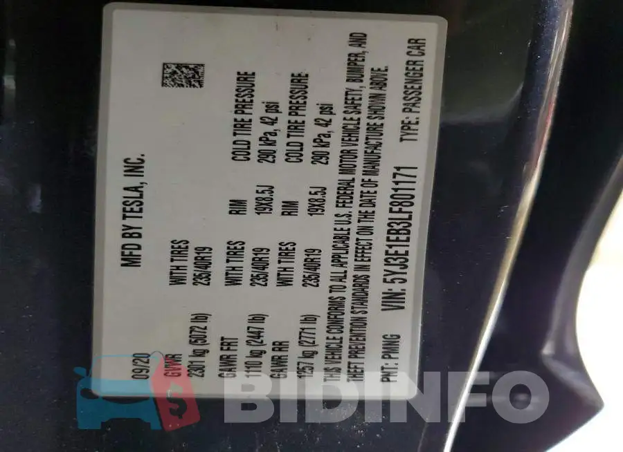 5YJ3E1EB3LF801171 Photo# 14