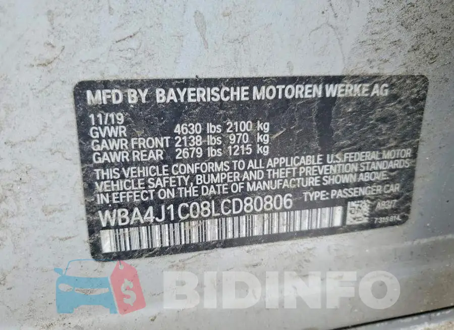 WBA4J1C08LCD80806 Photo# 12