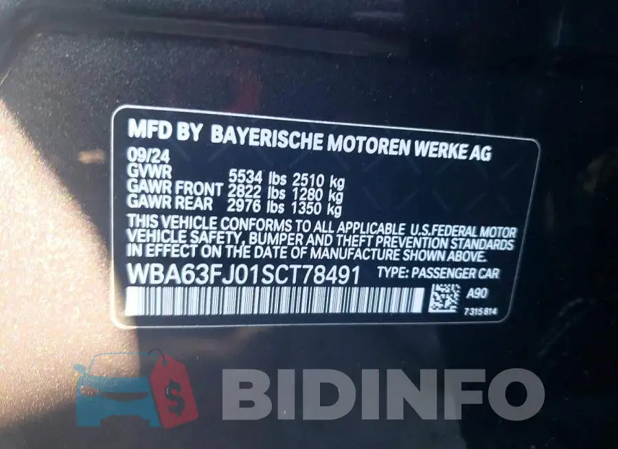 WBA63FJ01SCT78491 Photo# 13