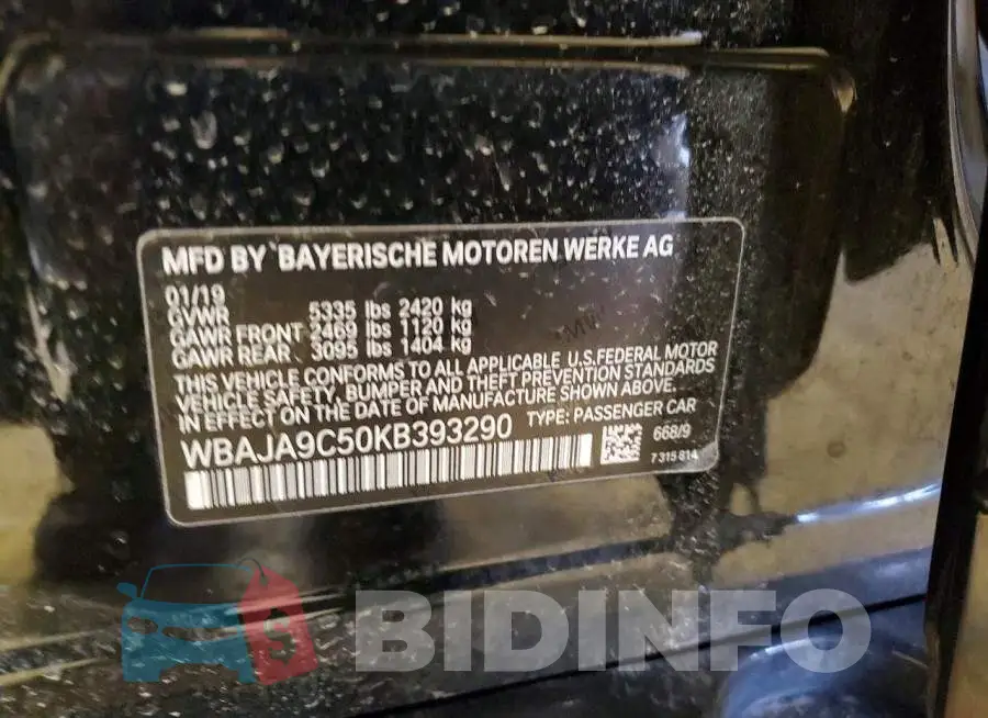 WBAJA9C50KB393290 Photo# 12