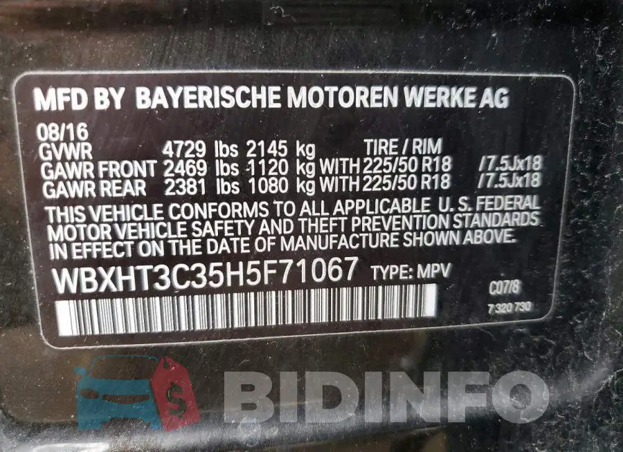 WBXHT3C35H5F71067 Photo# 13