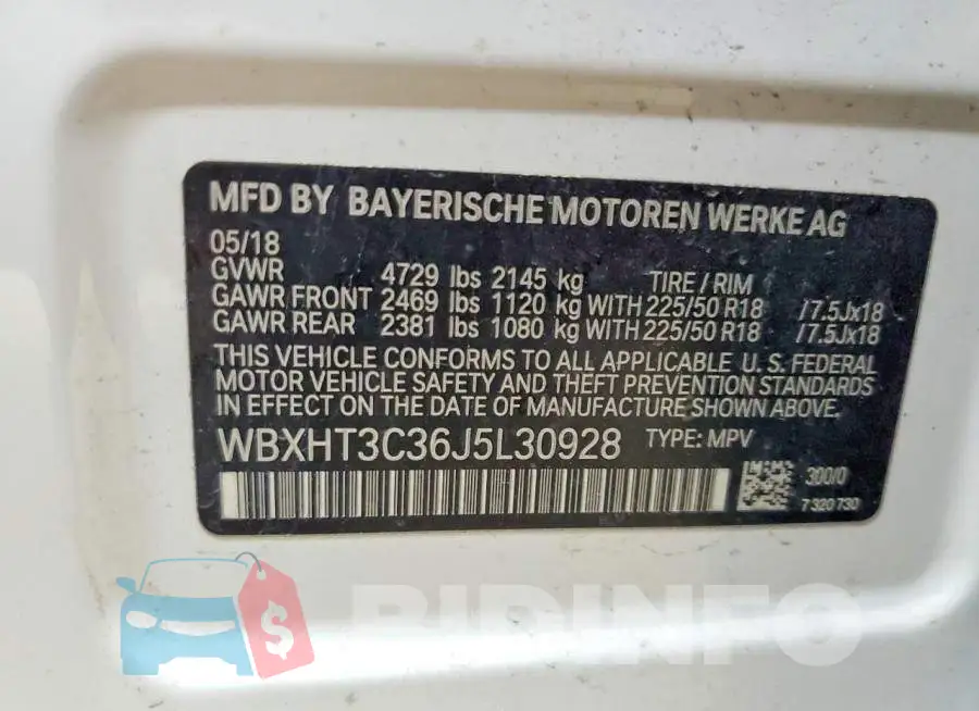 WBXHT3C36J5L30928 Photo# 13