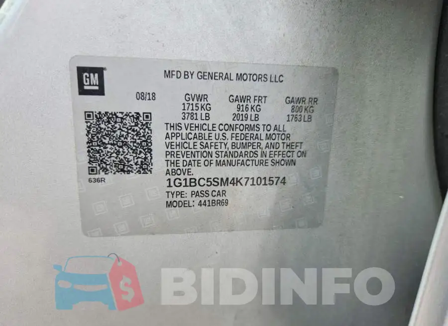 1G1BC5SM4K7101574 Photo# 12