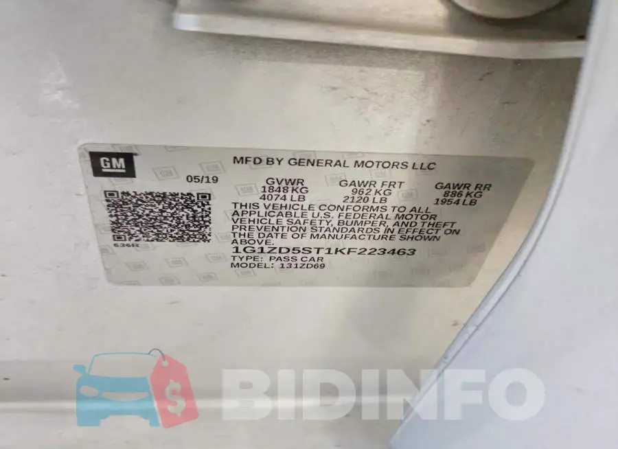 1G1ZD5ST1KF223463 Photo# 12
