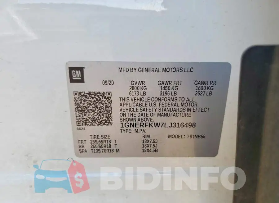 1GNERFKW7LJ316498 Photo# 13