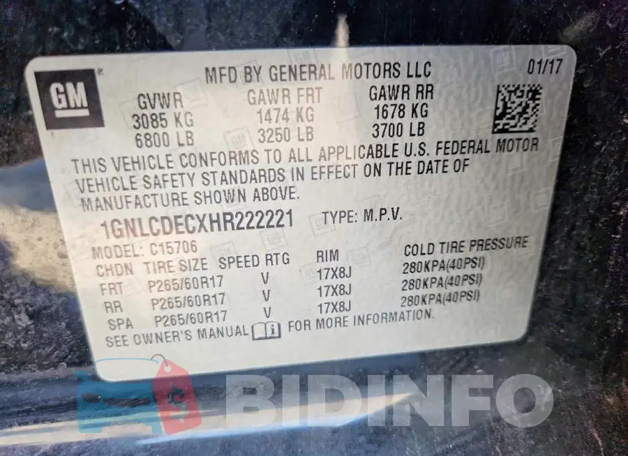 1GNLCDECXHR222221 Photo# 10
