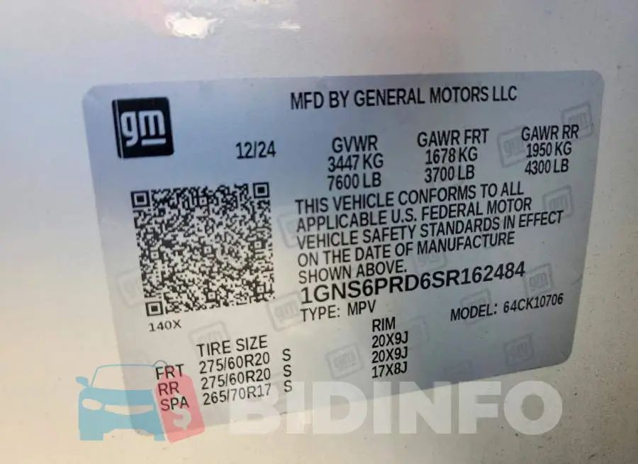 1GNS6PRD6SR162484 Photo# 14