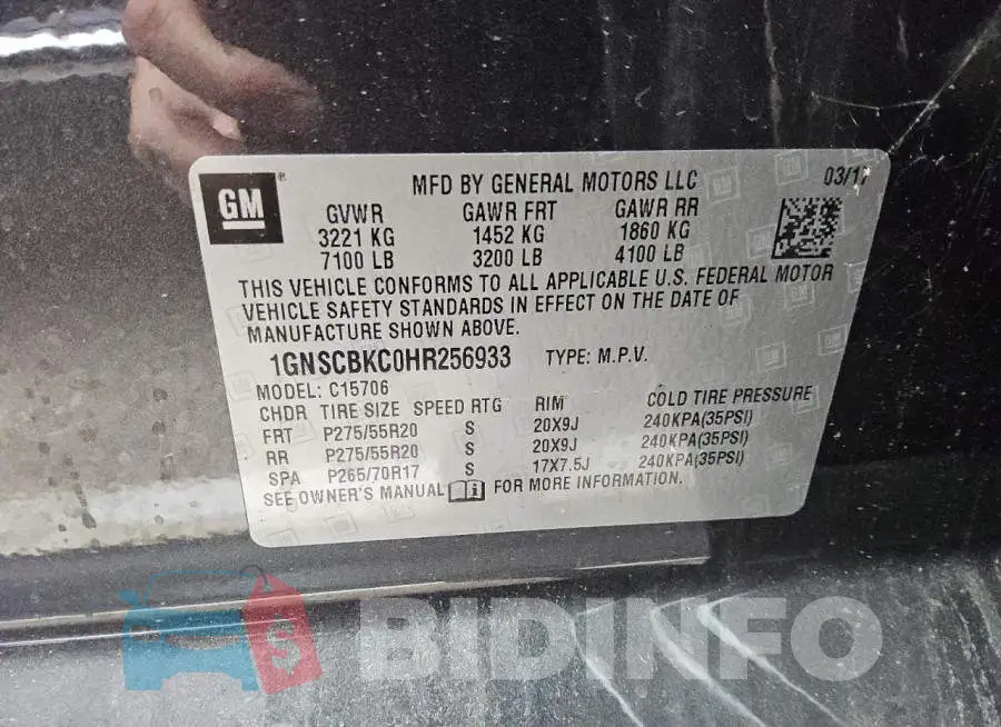 1GNSCBKC0HR256933 Photo# 13