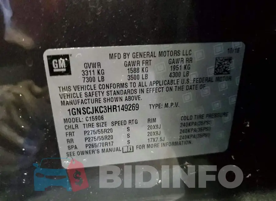 1GNSCJKC3HR149269 Photo# 13