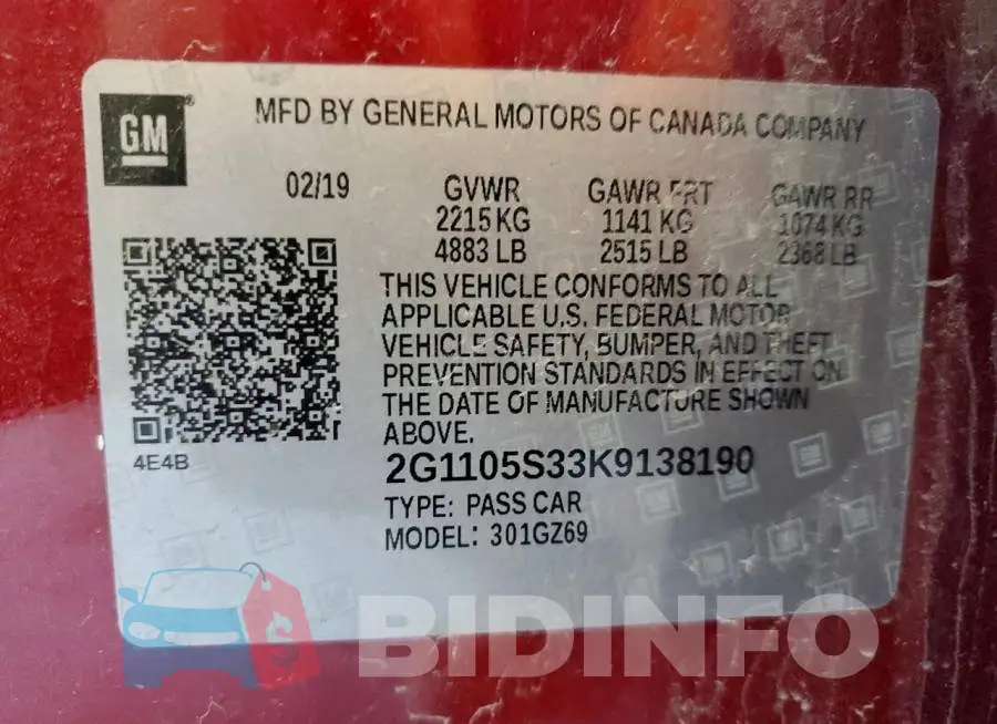 2G1105S33K9138190 Photo# 12