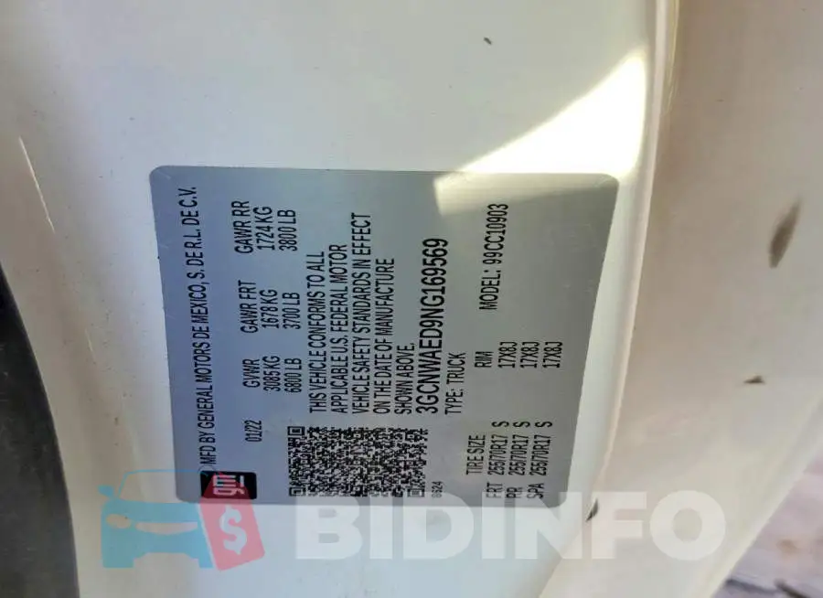 3GCNWAED9NG169569 Photo# 12