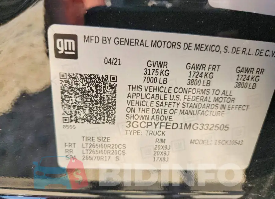 3GCPYFED1MG332505 Photo# 12
