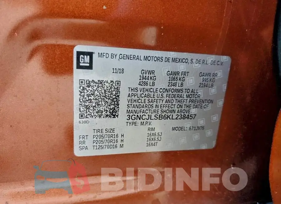 3GNCJLSB6KL238457 Photo# 13