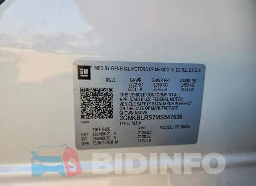 3GNKBLRS7MS547636 Photo# 13