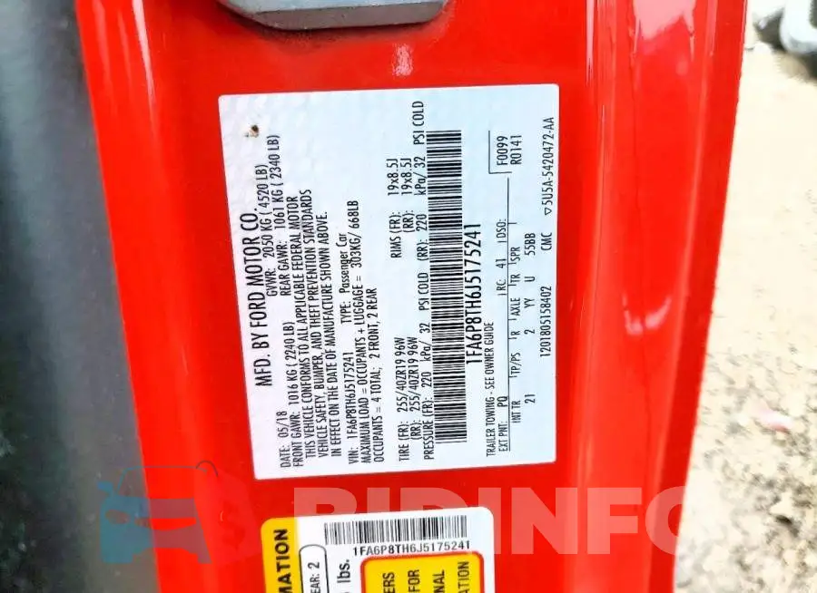 1FA6P8TH6J5175241 Photo# 12