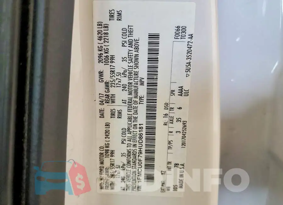 1FMCU0F79HUD86181 Photo# 13