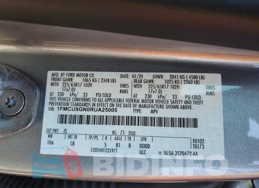 1FMCU9GN0RUA25005 Photo# 13