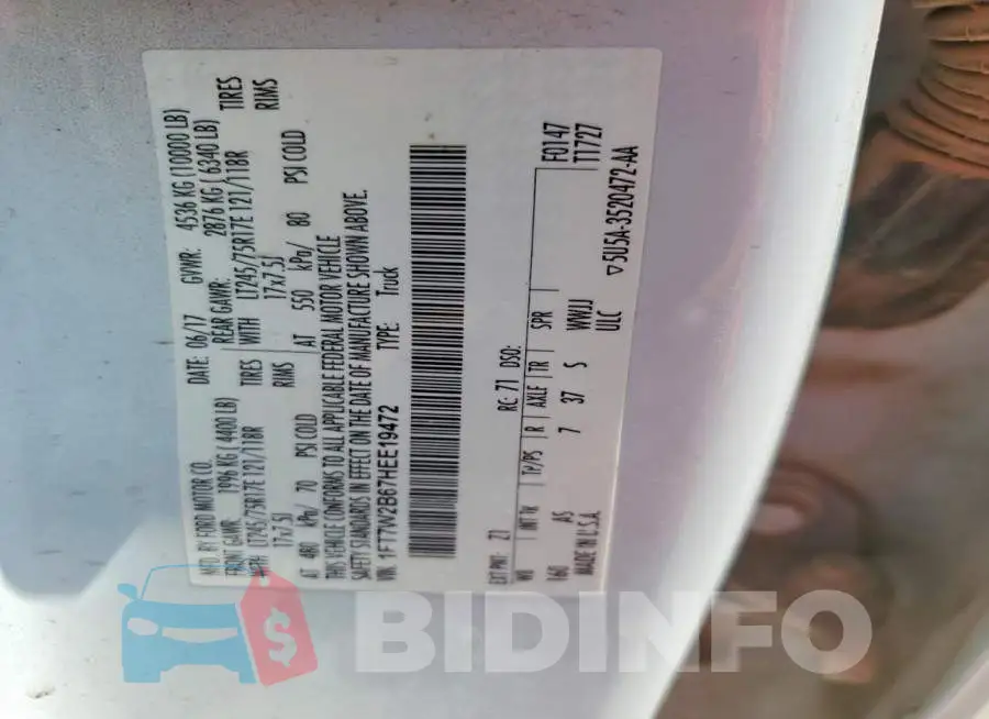 1FT7W2B67HEE19472 Photo# 12