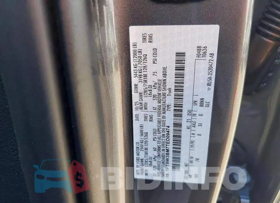 1FT8W3BM7TED09474 Photo# 12