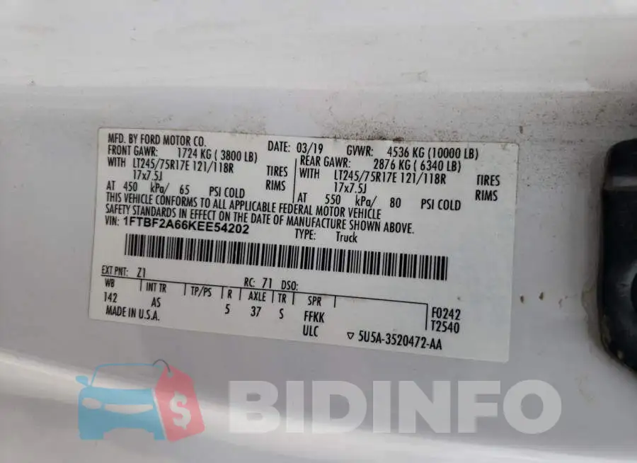 1FTBF2A66KEE54202 Photo# 13