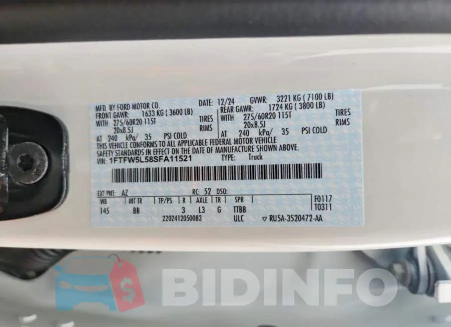 1FTFW5L58SFA11521 Photo# 13