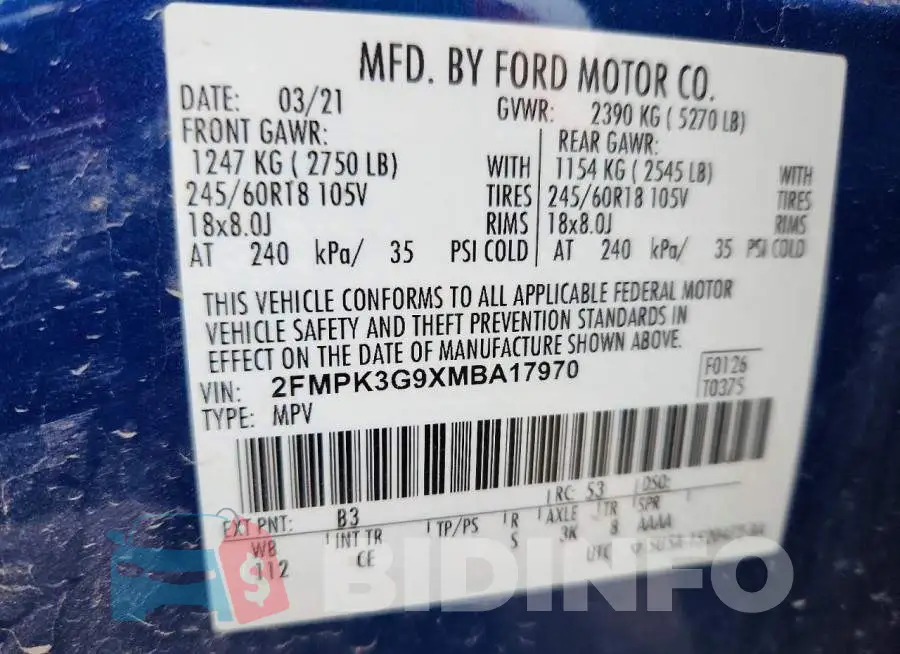 2FMPK3G9XMBA17970 Photo# 13