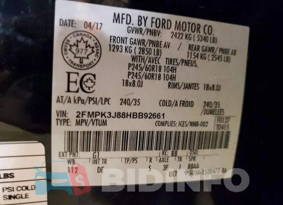 2FMPK3J88HBB92661 Photo# 14